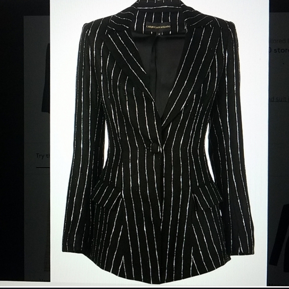 Christian Siriano Designer Black Silver Metallic Pinstripe Blazer Women’s Jacket - Picture 9 of 9